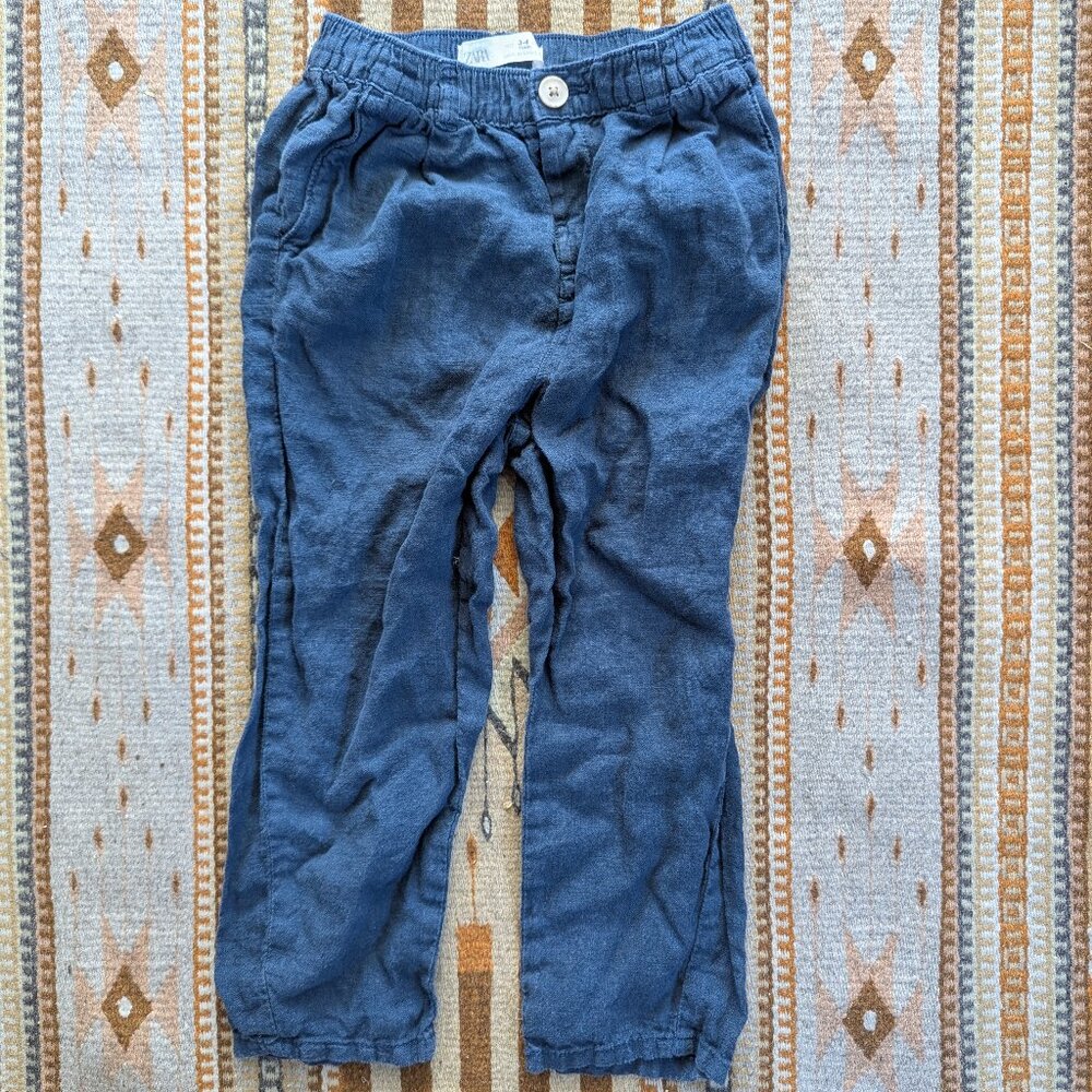 Zara 3-4T Boys Blue Linen Pants